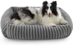 Invenho Soft Rabbit & Teddy Velvet Plush Rectangle Orthopedic Bolster Dog & Cat Bed with Removabe Cover, Light Gray, 36-in slide 1 of 8