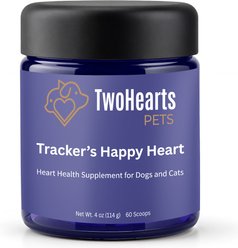 TwoHearts Pets Tracker’s Happy Heart Care Powder Supplement for Dogs & Cats, 4-oz box, 60 count