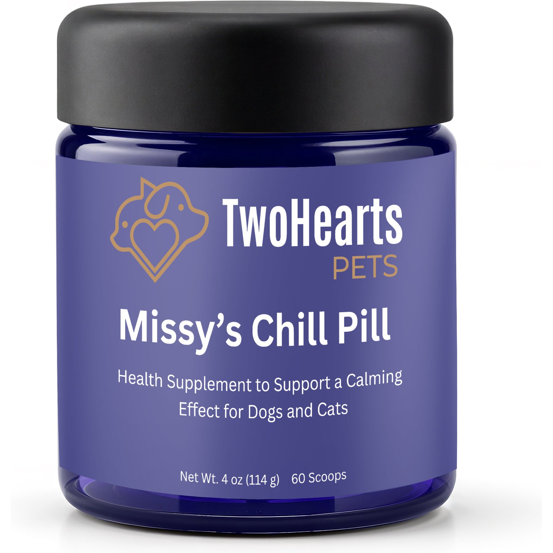TwoHearts Pets Missy’s Chill Pill Calming Powder Supplement for Dogs & Cats, 4-oz box, 60 count