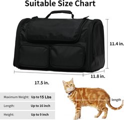 FUKUMARU 4 Mesh Windows & Storage Pockets Travel Bag Airline Approved Cat Carrier, Black slide 2 of 9