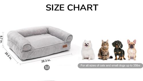 Show full view: FUKUMARU Warm Cotton Corduroy Cozy Couch with Washable Cover Dog & Cat Bed, Grey slide 5 of 8