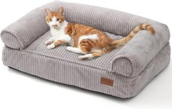 FUKUMARU Warm Cotton Corduroy Cozy Couch with Washable Cover Dog & Cat Bed, Grey