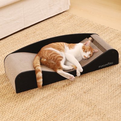 FUKUMARU FUKUMARU Natural Felt Multifunctional Cardboard 29.1-in Indoor Bed Couch Lounger Cat Scratcher, Black