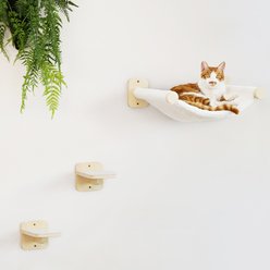FUKUMARU Hammock with Two Steps Set Furniture, Modern Climbing Cat Wall Shelves, Grey