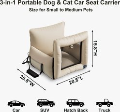 Twinsing Portable Dog & Cat Car Seat Carrier, Beige slide 2 of 7