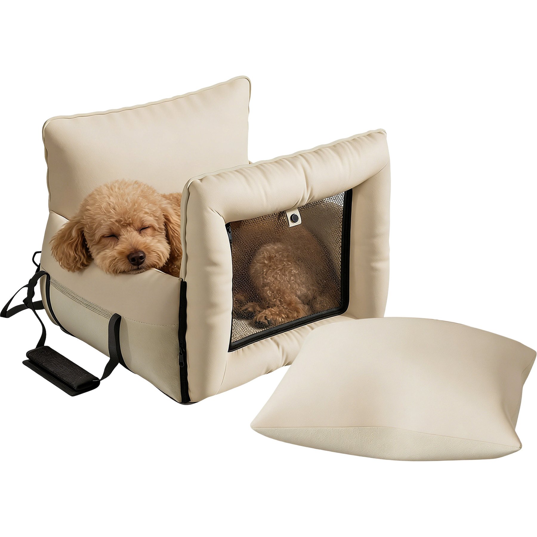 Twinsing Portable Dog & Cat Car Seat Carrier, Beige