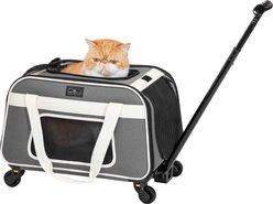 Petsfit Airline-Approved Removable Wheels & Telescopic Handle Rolling Dog & Cat Carrier, Grey