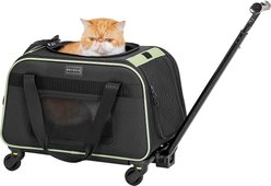 Petsfit Airline-Approved Removable Wheels & Telescopic Handle Rolling Dog & Cat Carrier, Black