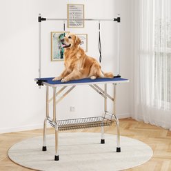 Yafylly Stainless Steel Frame Adjustable Arm & Safety Clamps Non-Slip Rubber Surface Folding Dog & Cat Grooming Table, Blue, Medium: 36-in slide 2 of 9