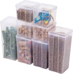IRIS Pet Treat Box Combo Pack of Small, Medium & Large Food Storage Container, Clear, 8 count