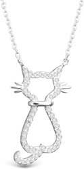 Amanda Blu Open Cat Necklace, Silver, 18 to 21-in