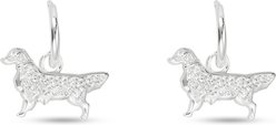 Amanda Blu CZ Golden Retriever Earrings, Silver