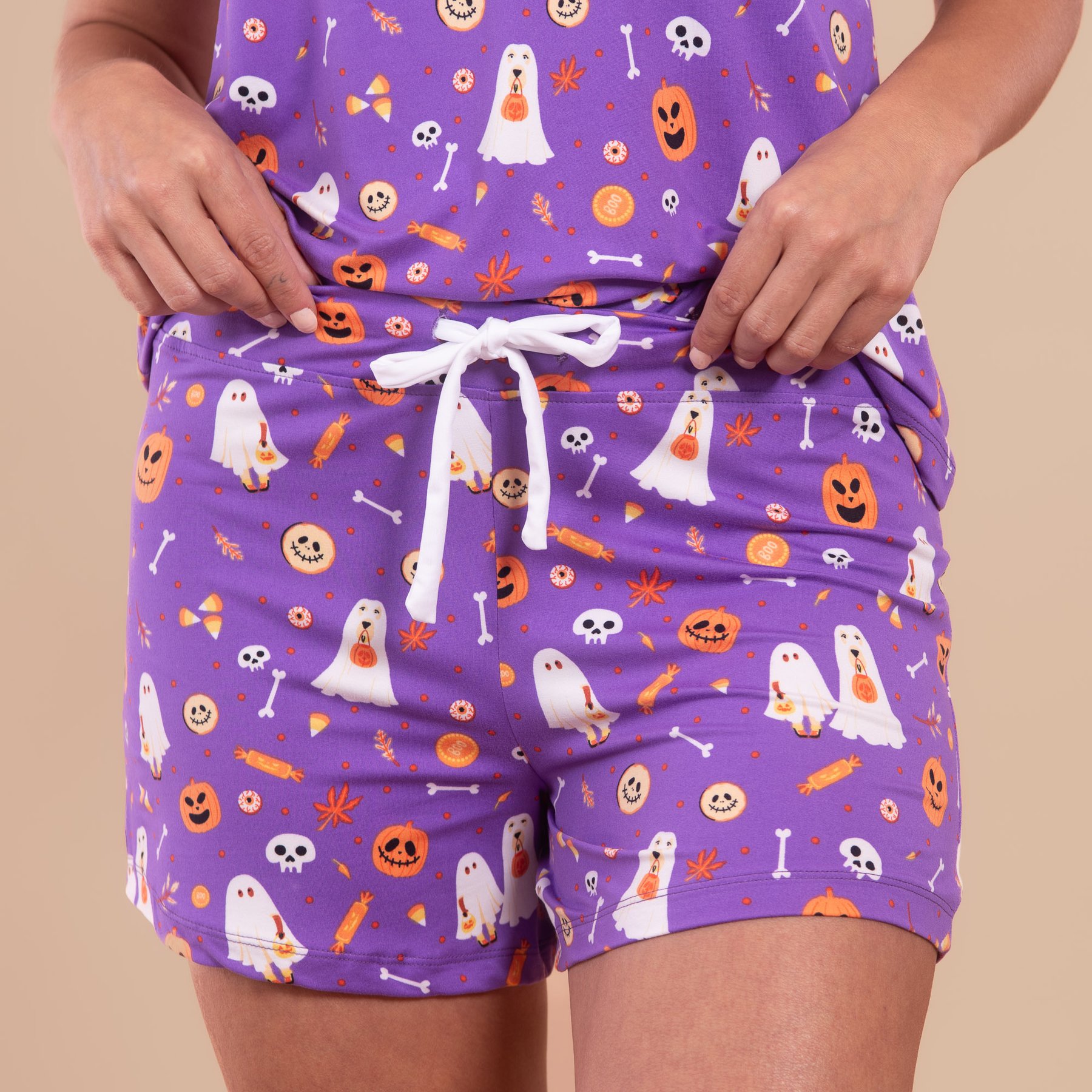 Amanda Blu Trick or Treat Pups Pajama Shorts, Large