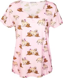 Amanda Blu Puppy Love V-Neck Pajama Top, Small