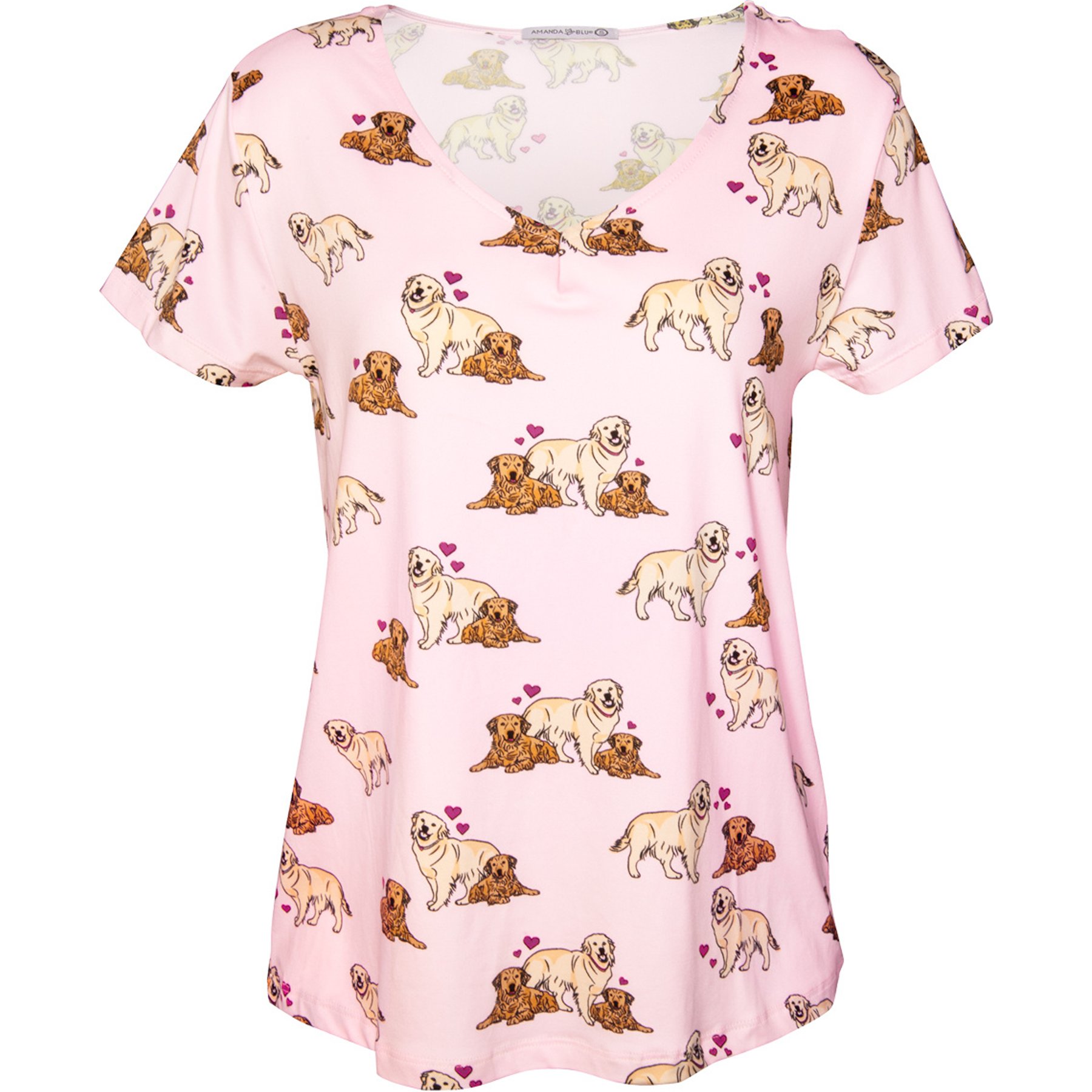 Amanda Blu Puppy Love V-Neck Pajama Top, XX-Large