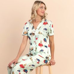 Amanda Blu Cat Nap Notch Collar Pajama Top, Small slide 2 of 5