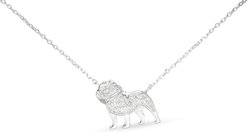 Amanda Blu CZ Bulldog Necklace, Silver, 18 to 21-in