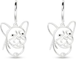 Amanda Blu Wire French Bulldog Earrings, Silver