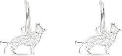 Amanda Blu CZ German Shepherd Earrings, Silver