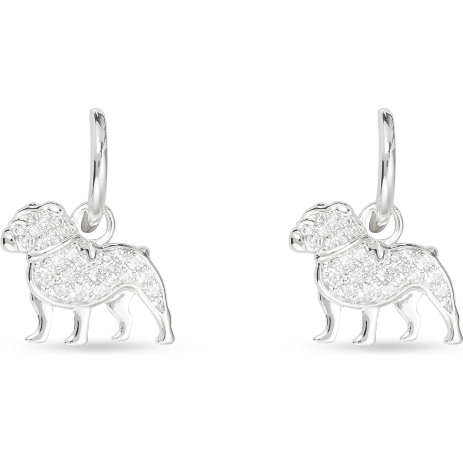 Amanda Blu CZ Bulldog Earrings, Silver