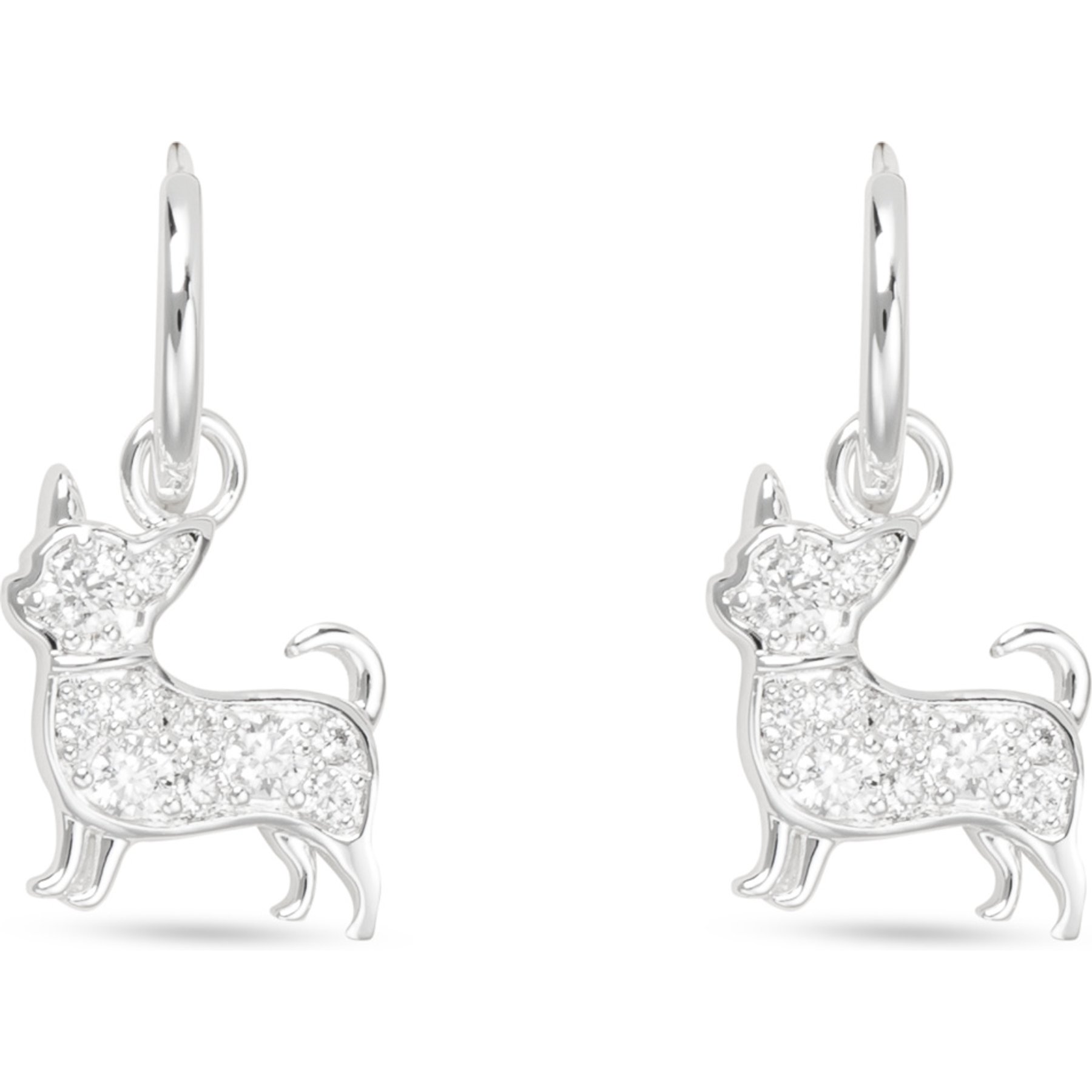 Amanda Blu CZ Chihuahua Earrings, Silver