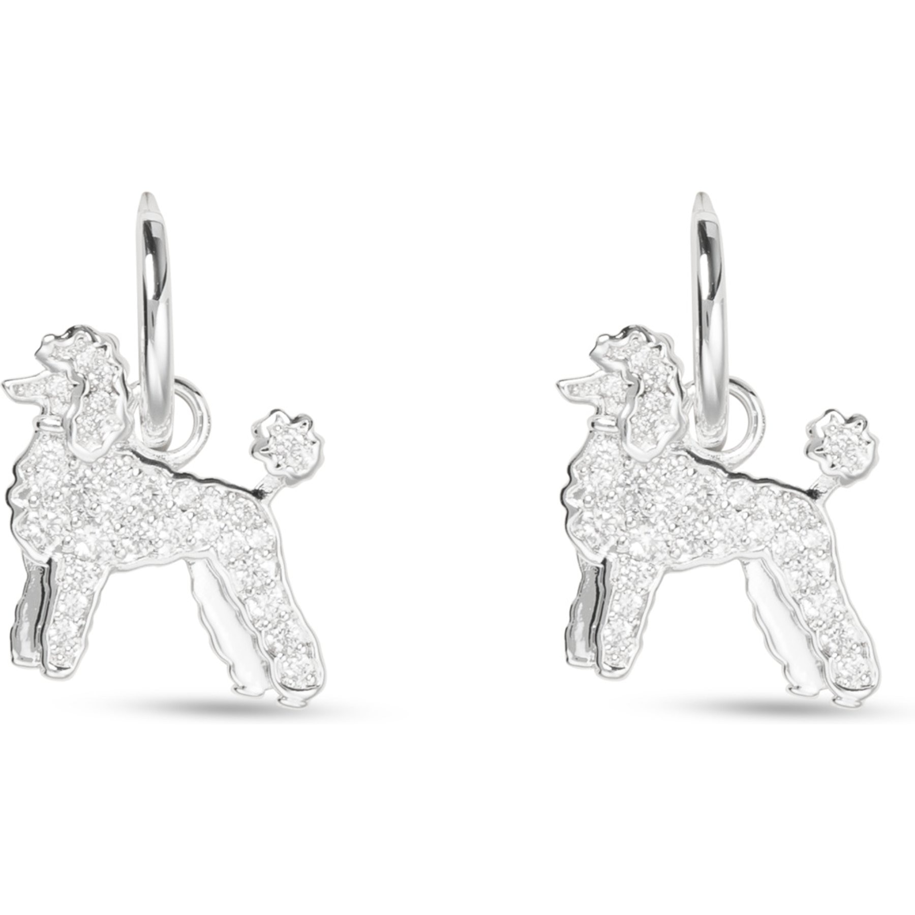 Amanda Blu CZ Poodle Earrings, Silver