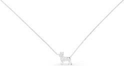 Amanda Blu CZ French Bulldog Necklace, Silver, 18 to 21-in
