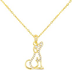 Amanda Blu CZ Dog Silhouette Necklace, Gold, 18 to 21-in