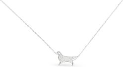 Amanda Blu CZ Golden Retriever Necklace, Silver, 18 to 21-in