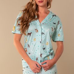 Amanda Blu Bark at the Park Notch Collar Pajama Top, Small