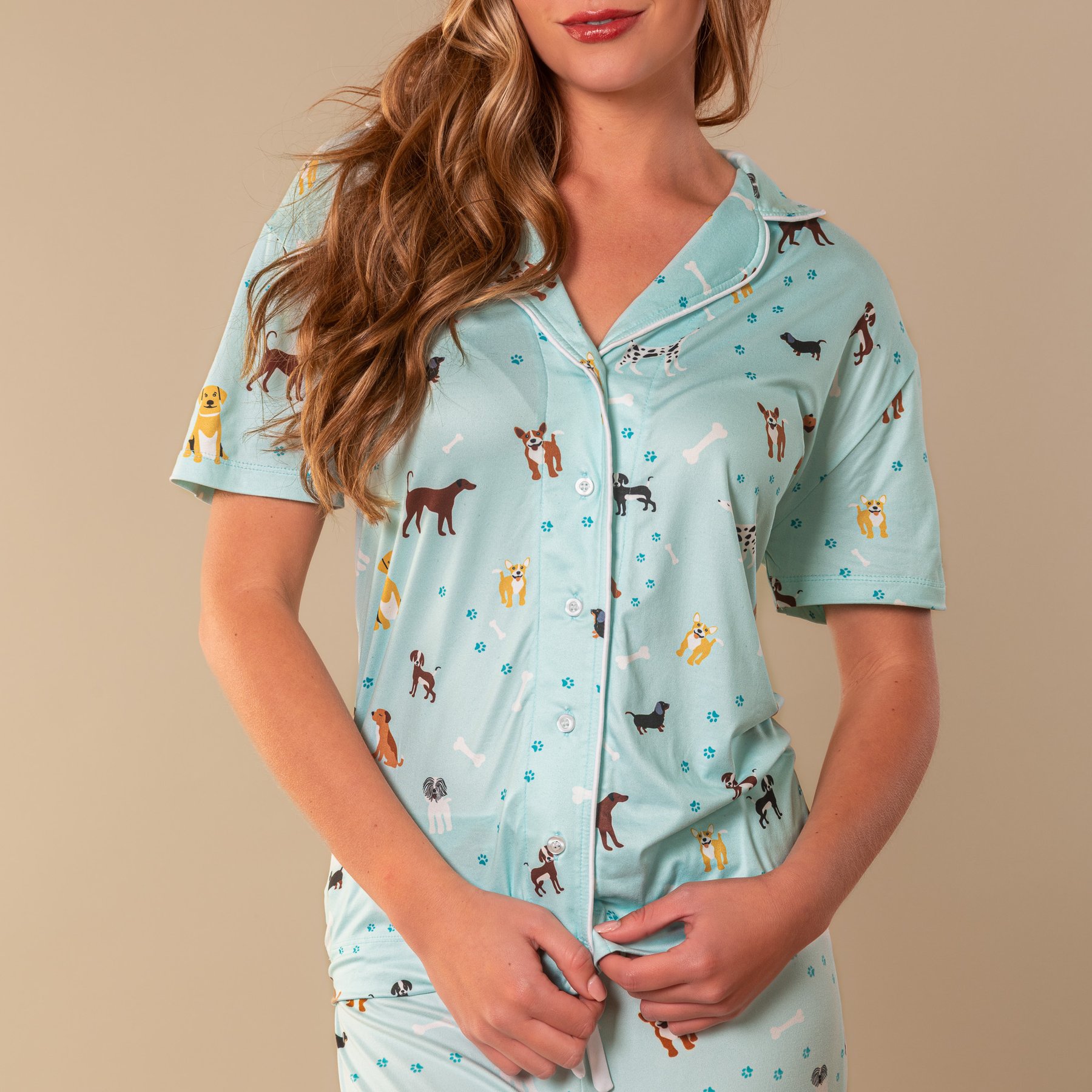 Amanda Blu Bark at the Park Notch Collar Pajama Top, XX-Large