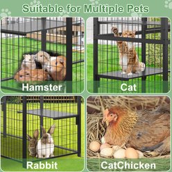 PawsNestParlor Waterproof Roof Catio Enclosure with Platforms & Hammocks Metal Outdoor Cat House, 70.1 x 21.65 x 61-in, Black slide 2 of 8