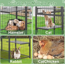PawsNestParlor Waterproof Roof Catio Enclosure with Platforms & Hammocks Metal Outdoor Cat House, 70.1 x 21.65 x 61-in, Grey slide 2 of 8