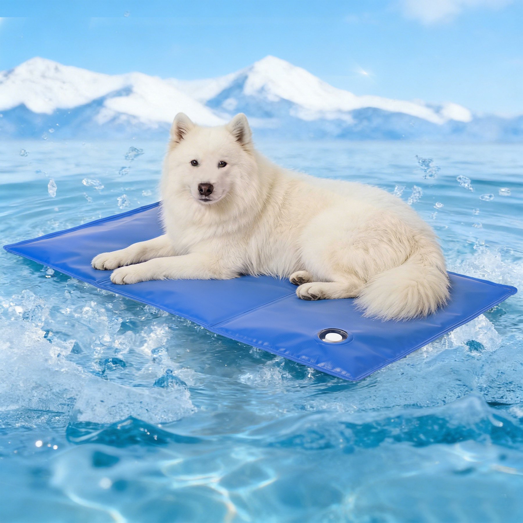 Heeyoo Portable Water Injection Dog Cooling Mat, Blue, 20 x 35-in