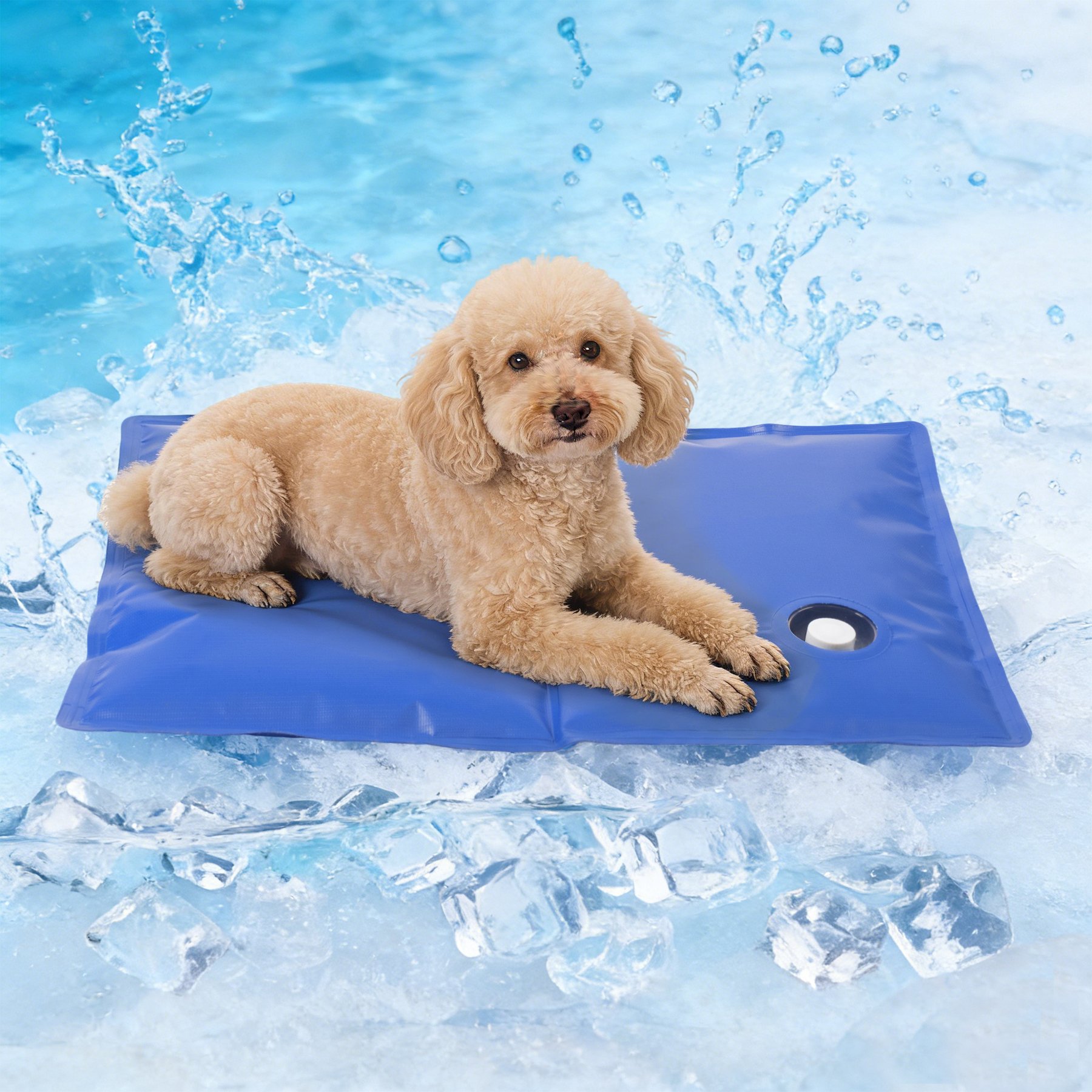 Heeyoo Portable Water Injection Dog Cooling Mat, Blue, 16 x 20-in