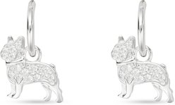 Amanda Blu CZ French Bulldog Earrings, Silver