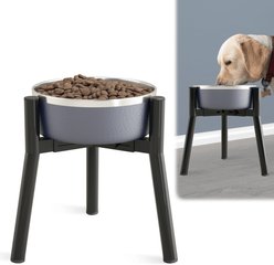 ADENGL 7 to 10-in Adjustable Metal Dog Bowl Stand, Black, Medium