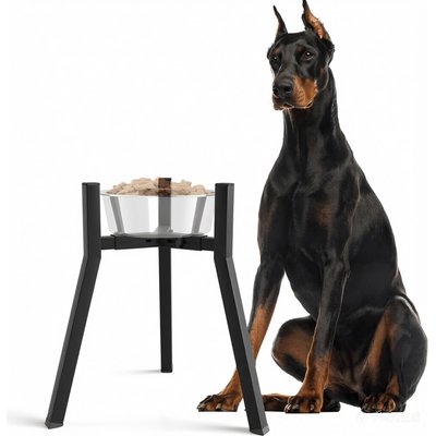 ADENGL ADENGL Raised Adjustable Width 7 to 10.6-in Non-Skid Metal Dog Bowl Stand, Black, Large