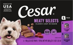 Cesar Classic Loaf in Sauce Variety Pack Adult Filet Mignon & Grilled Chicken Wet Dog Food Trays, 3.5-oz, 6 count slide 1 of 9