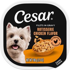 Cesar Rotisserie Chicken Flavor Filets in Gravy Small Breed Adult Wet Dog Food Trays, 3.5-oz, case of 24