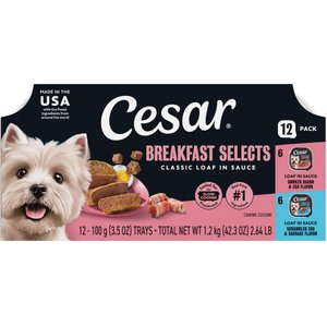 Cesar Breakfast Classic Loaf in Sauce Variety Pack Small Breed Adult Wet Dog Food Trays, 3.5-oz, case of 12