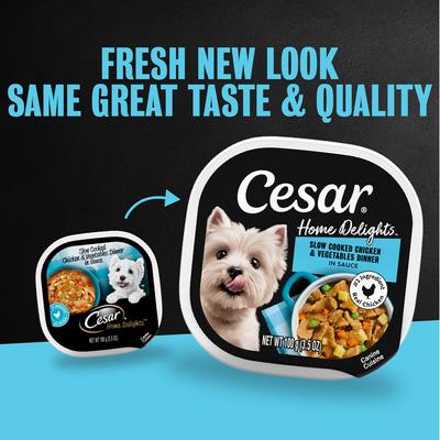 Show full view: Cesar Home Delights & Classic Loaf in Sauce Variety Pack Small Breed Adult Wet Dog Food Trays, 3.5-oz, case of 36 slide 3 of 10