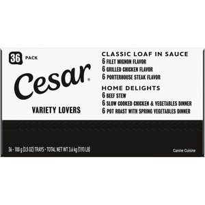 Cesar Home Delights & Classic Loaf in Sauce Variety Pack Small Breed Adult Wet Dog Food Trays, 3.5-oz, case of 36
