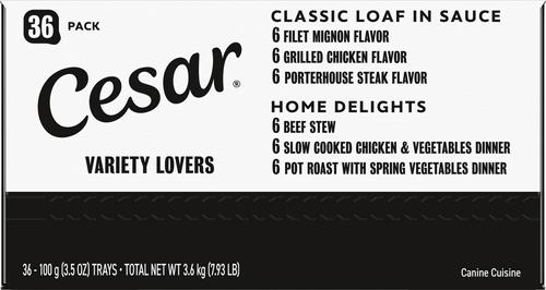 Cesar Home Delights & Classic Loaf in Sauce Variety Pack Small Breed Adult Wet Dog Food Trays, 3.5-oz, case of 36