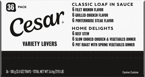 Cesar Home Delights & Classic Loaf in Sauce Variety Pack Small Breed Adult Wet Dog Food Trays, 3.5-oz...