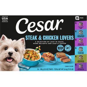 Cesar Steak & Poultry Lovers Variety Pack Small Breed Adult Wet Dog Food Trays, 3.5-oz, case of 36