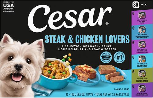 Cesar Steak & Poultry Lovers Variety Pack Small Breed Adult Wet Dog Food Trays, 3.5-oz, case of 36