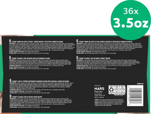 Show full view: Cesar Poultry Lovers Variety Pack Small Breed Adult Wet Dog Food Trays, 3.5-oz, case of 36 slide 4 of 10