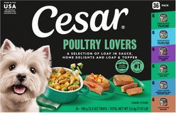 Cesar Poultry Lovers Variety Pack Small Breed Adult Wet Dog Food Trays, 3.5-oz, case of 36