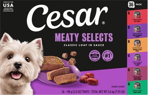 Cesar Classic Loaf in Sauce Variety Pack Grain-Free Small Breed Adult Wet Dog Food Trays, 3.5-oz, case of 36